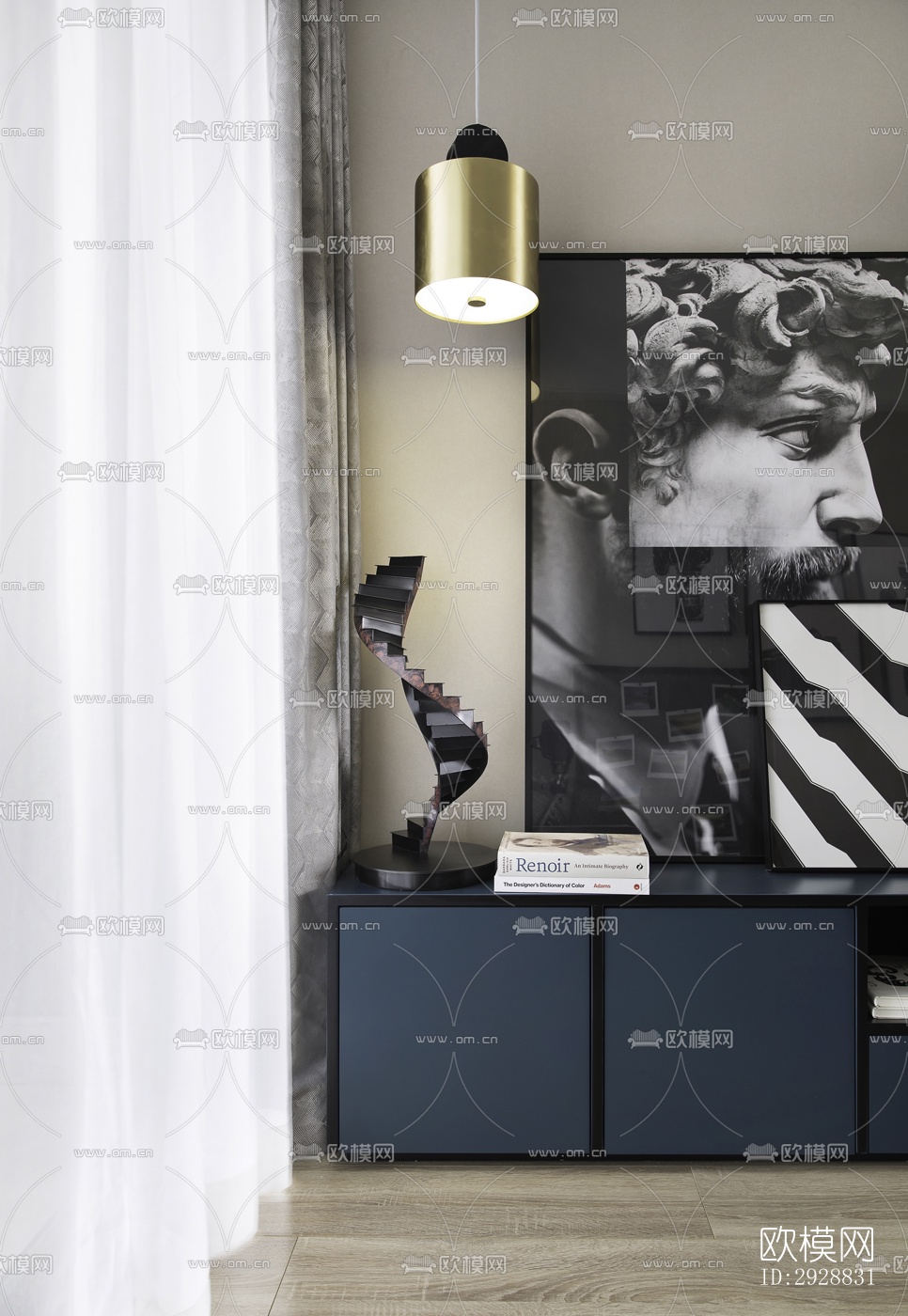 现代平层效果图下载（渲染图18）