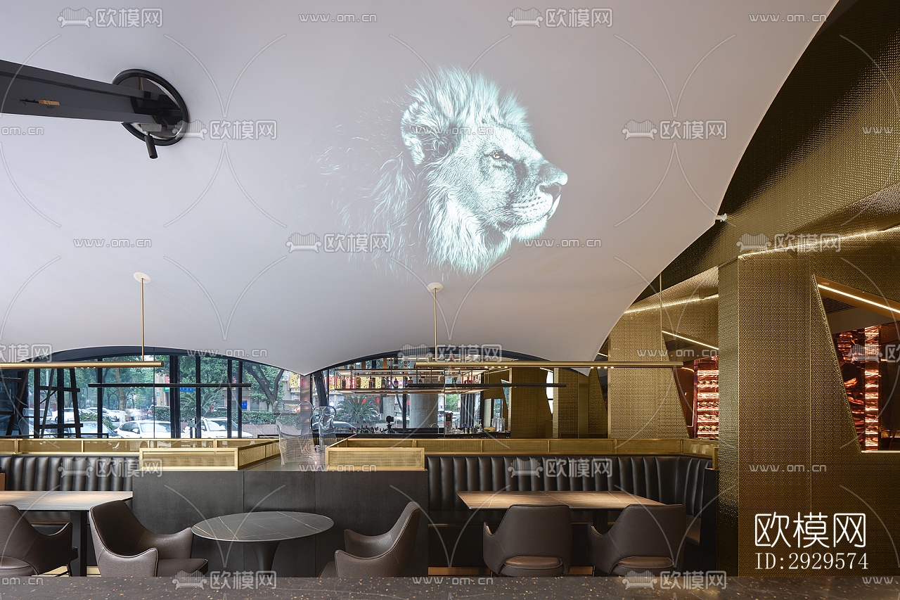 高级灰西餐厅效果图下载（渲染图3）