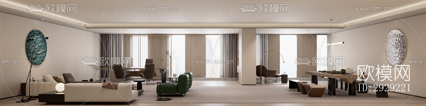 现代经理室效果图下载（渲染图1）