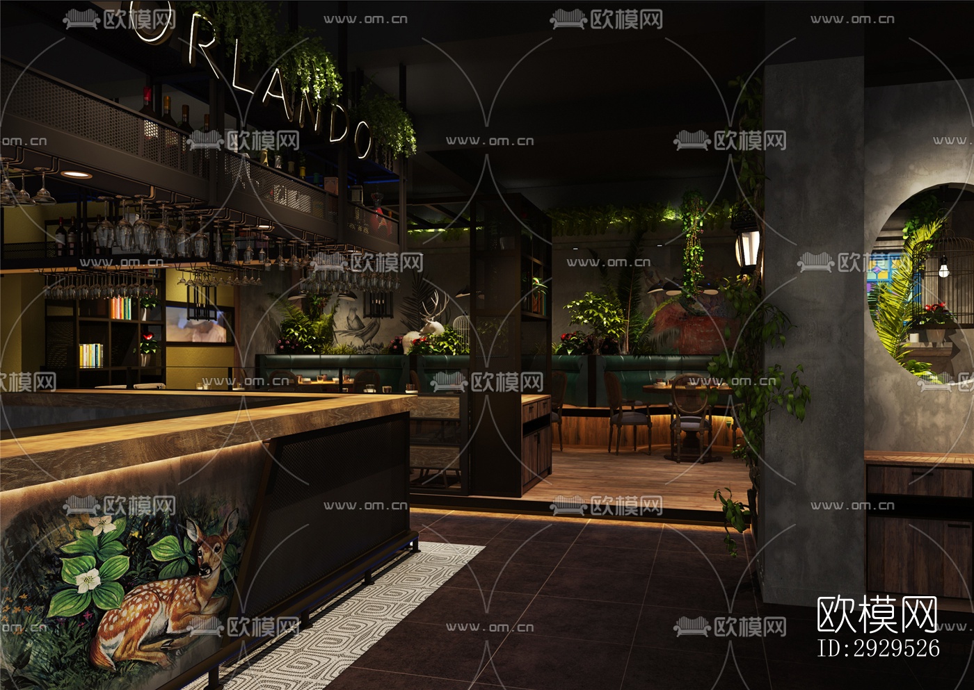 东南亚西餐厅效果图下载（渲染图9）
