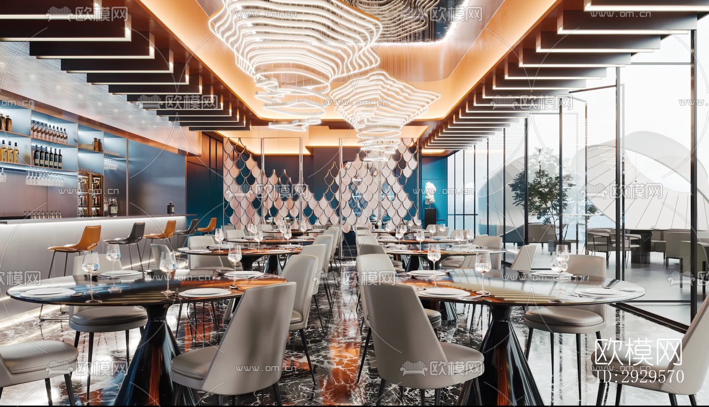 现代西餐厅效果图下载（渲染图20）