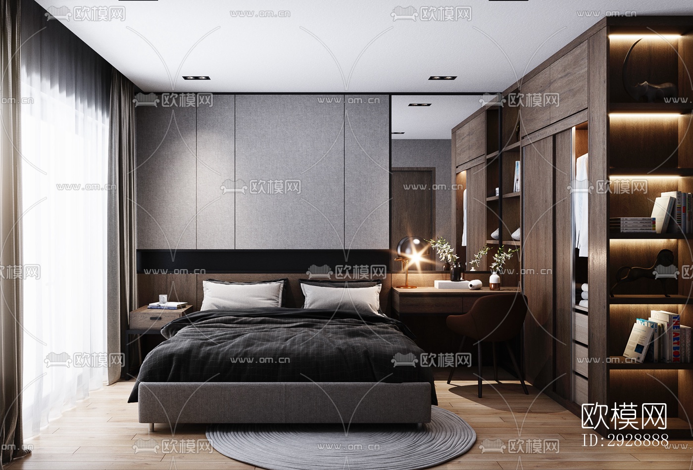 现代平层效果图下载（渲染图9）