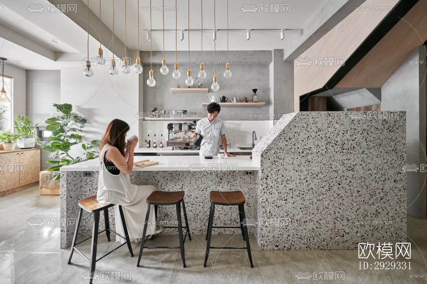 北欧咖啡奶茶效果图下载（渲染图1）