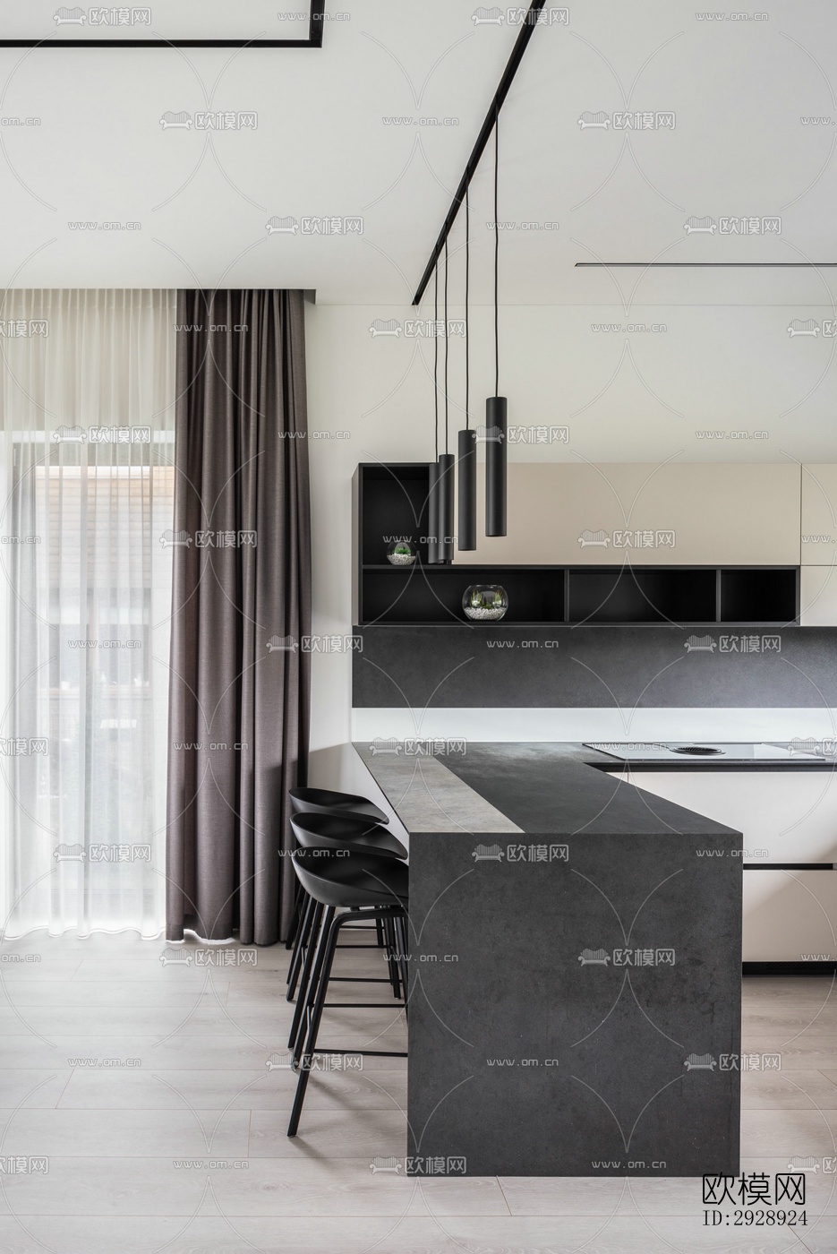 现代平层效果图下载（渲染图19）