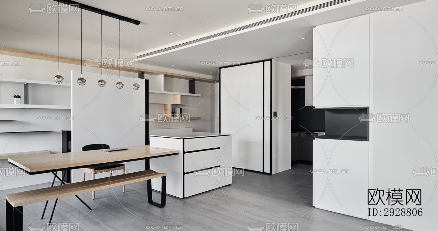 现代平层效果图下载（渲染图2）