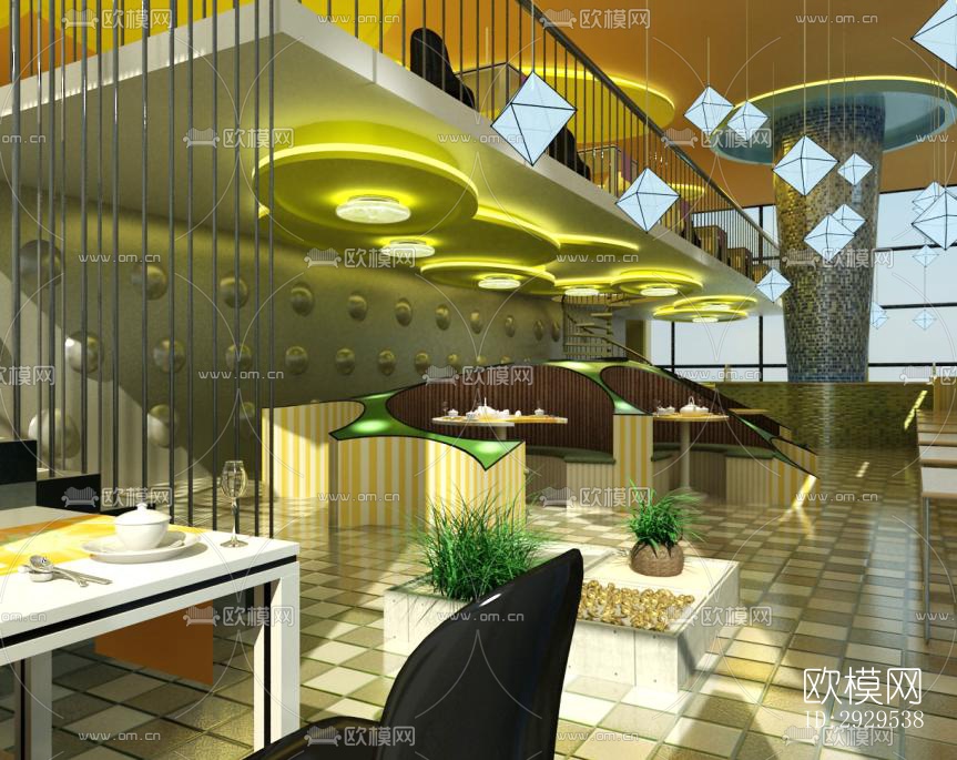 后现代西餐厅效果图下载（渲染图4）
