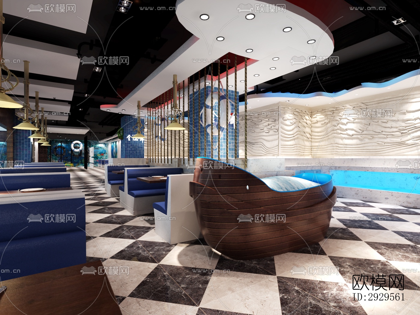 现代西餐厅效果图下载（渲染图11）