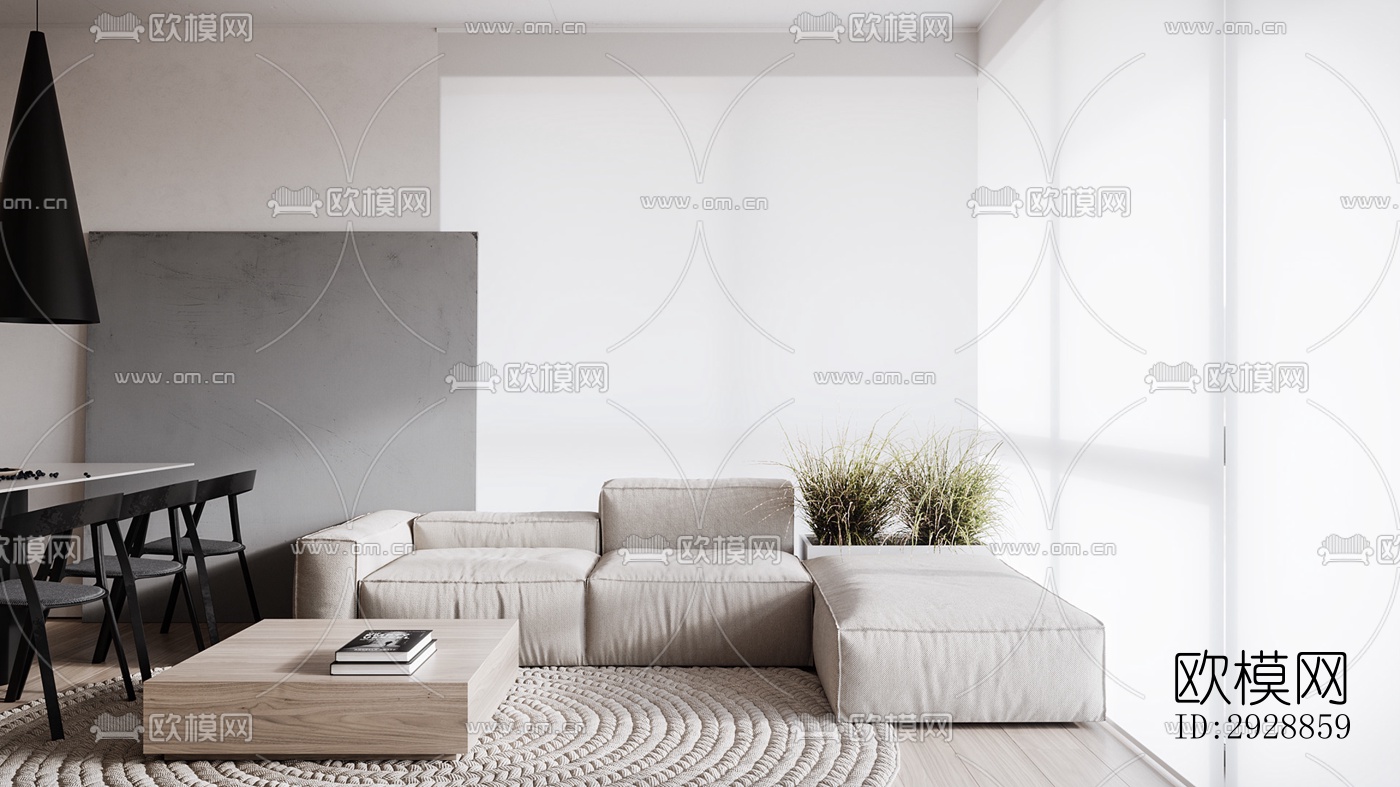 现代平层效果图下载（渲染图10）