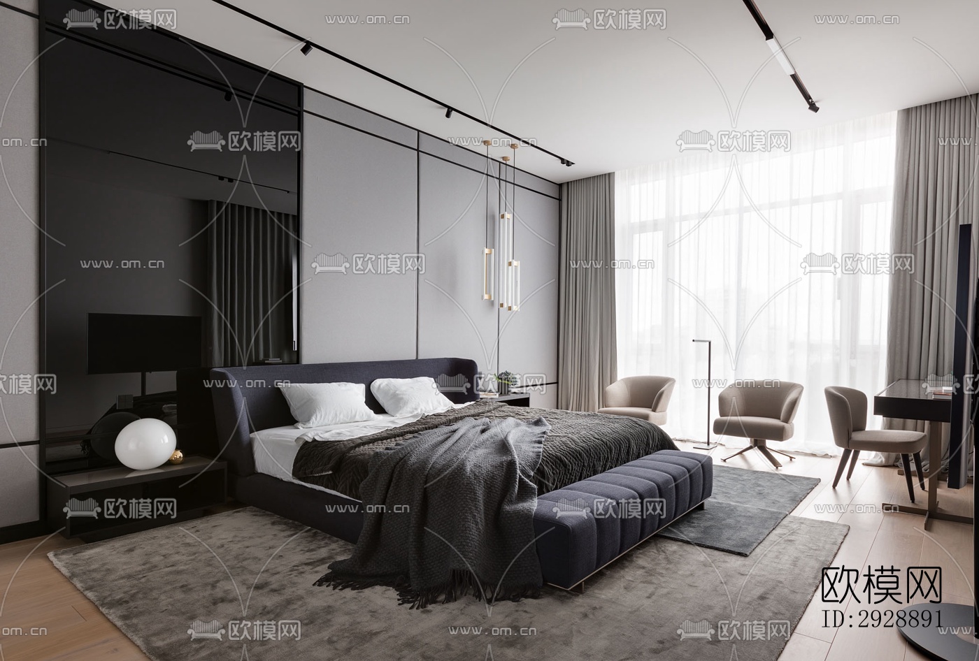 现代平层效果图下载（渲染图16）