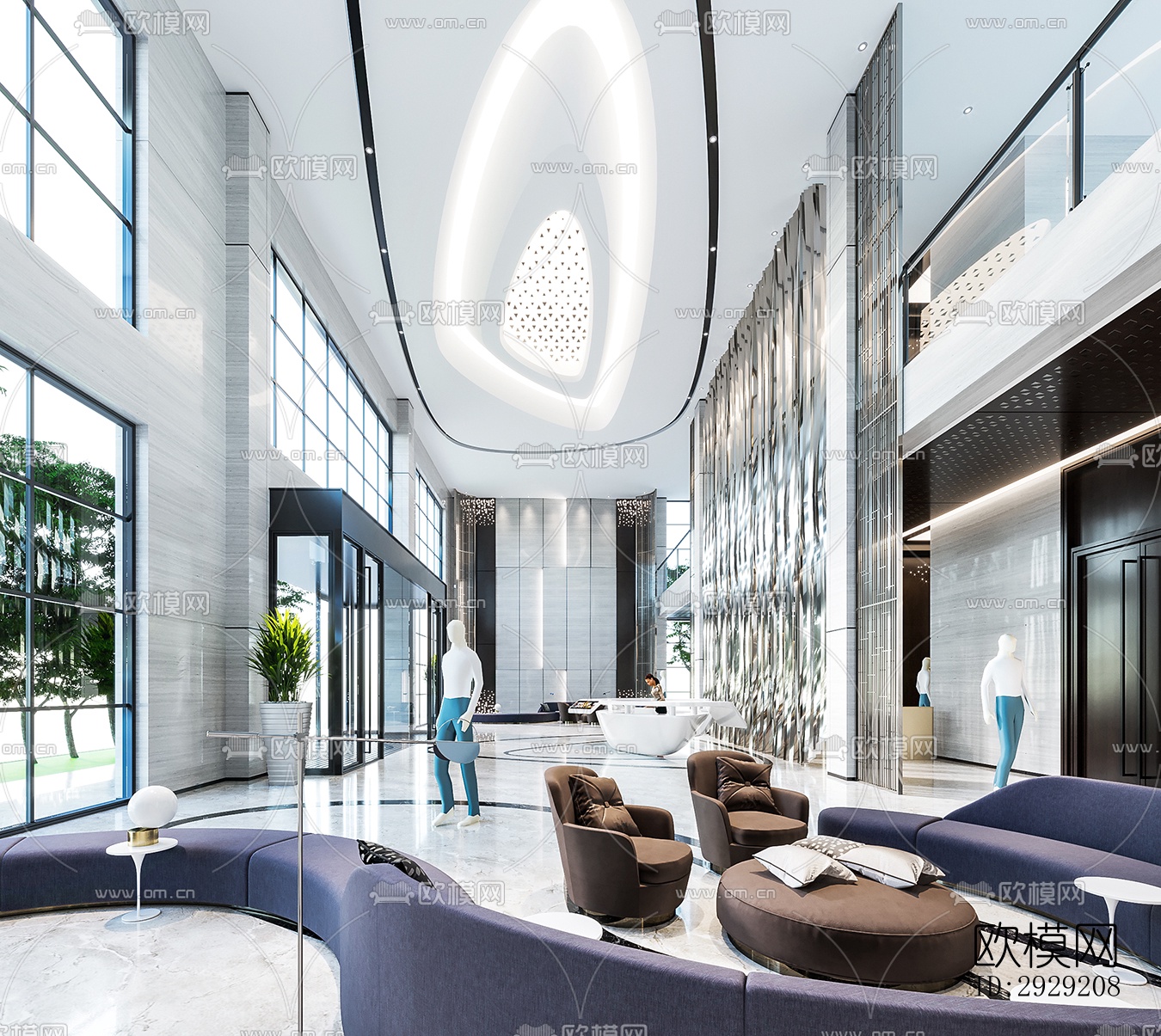 现代商务大堂效果图下载（渲染图5）