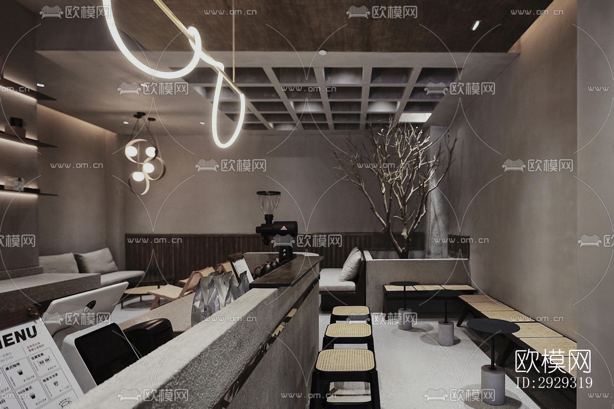 侘寂咖啡奶茶效果图下载（渲染图2）