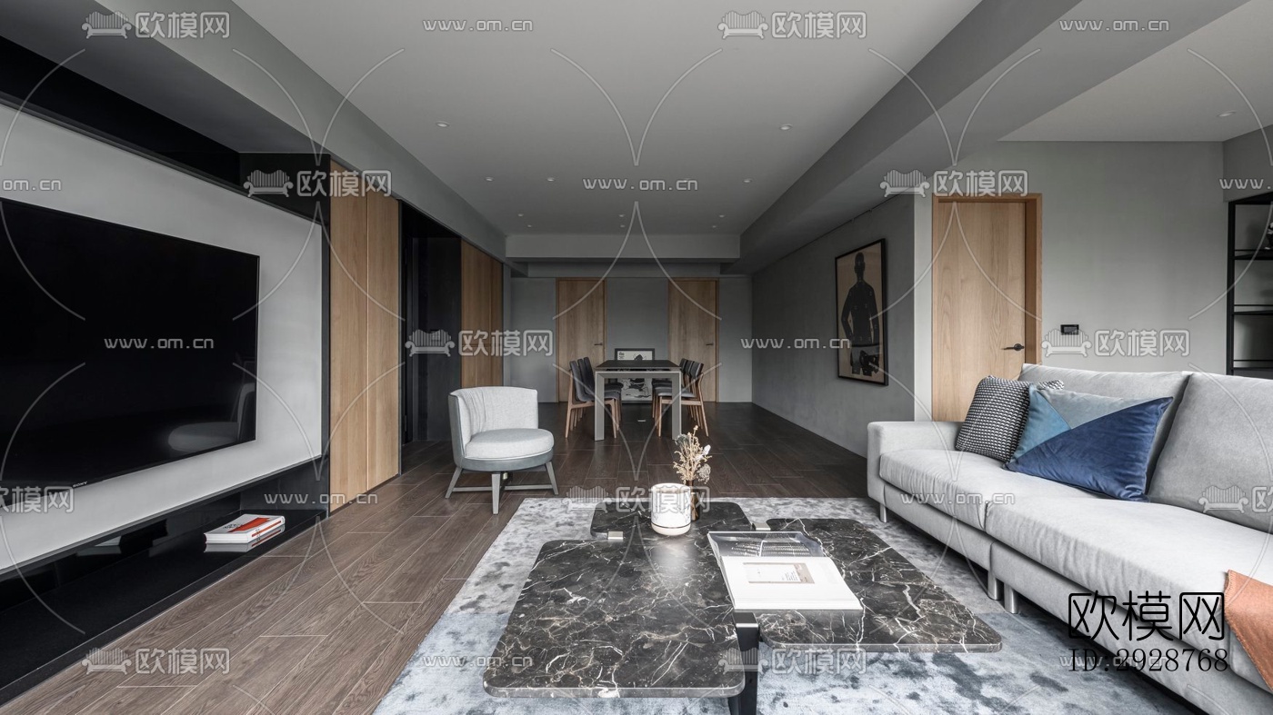 现代平层效果图下载（渲染图19）