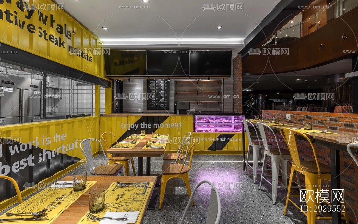 工业风西餐厅效果图下载（渲染图11）