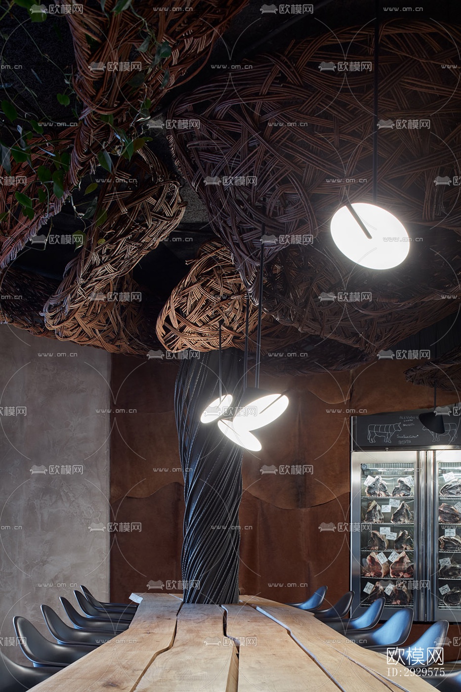 高级灰西餐厅效果图下载（渲染图2）