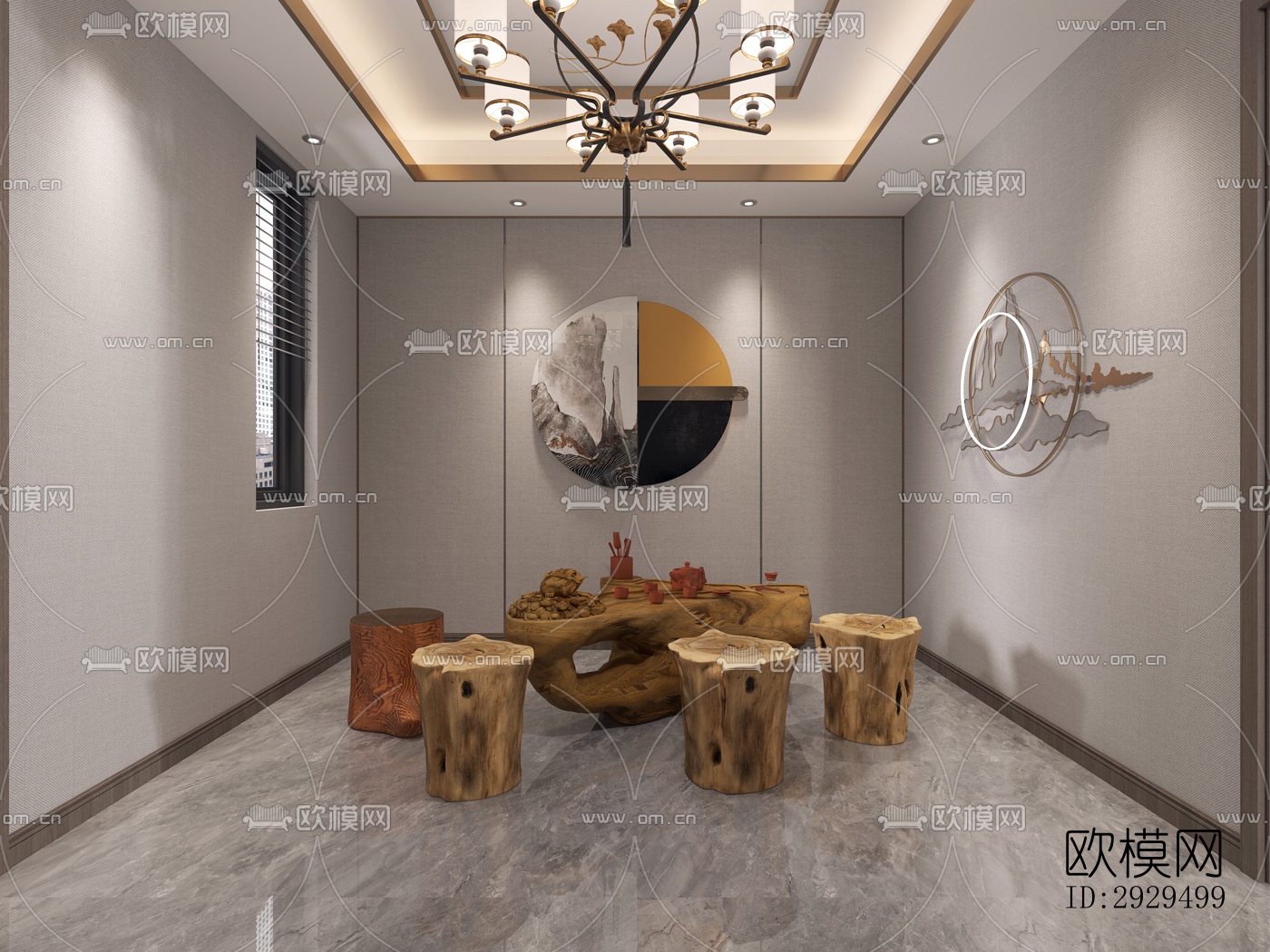 新中式茶馆效果图下载（渲染图11）