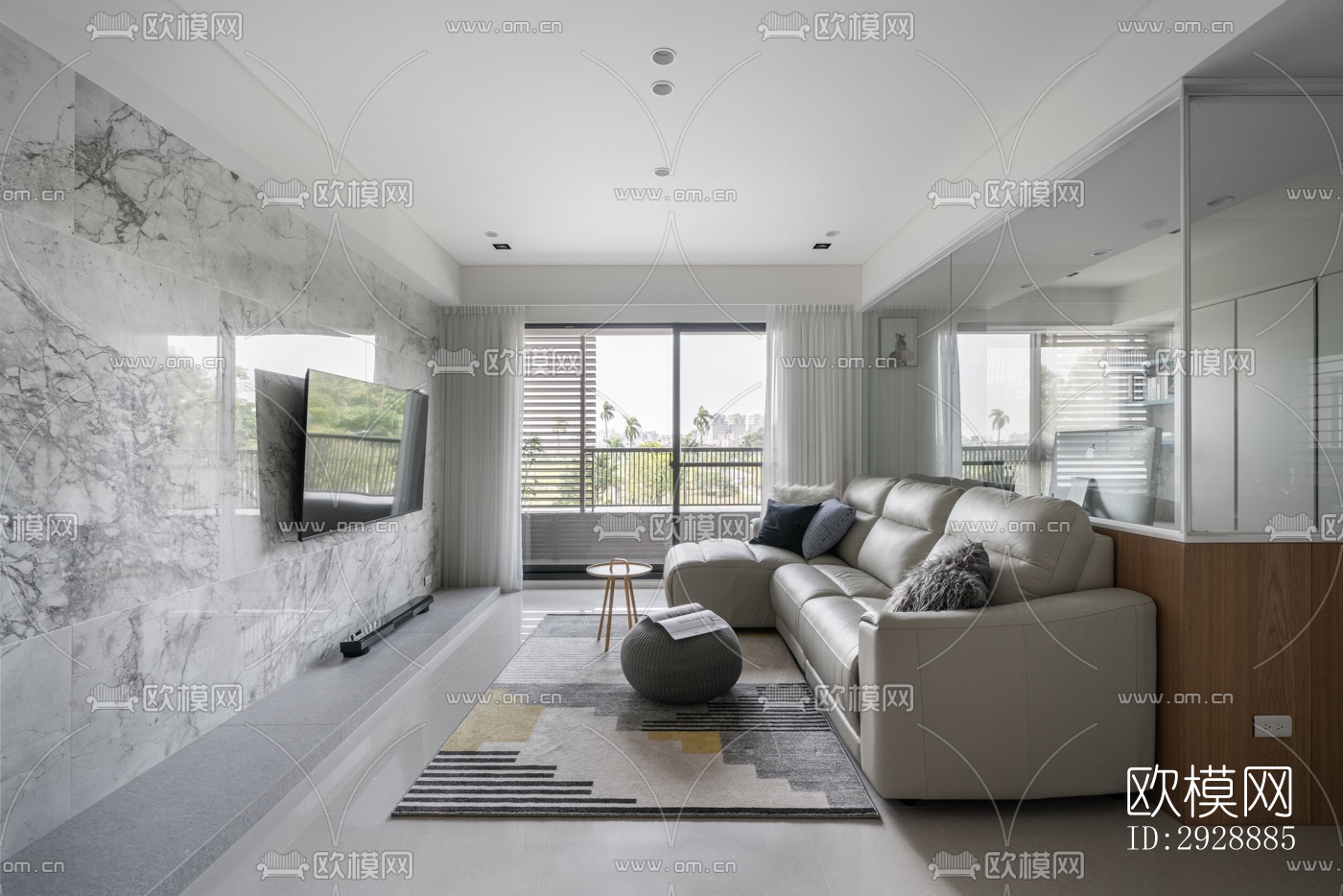 现代平层效果图下载（渲染图7）