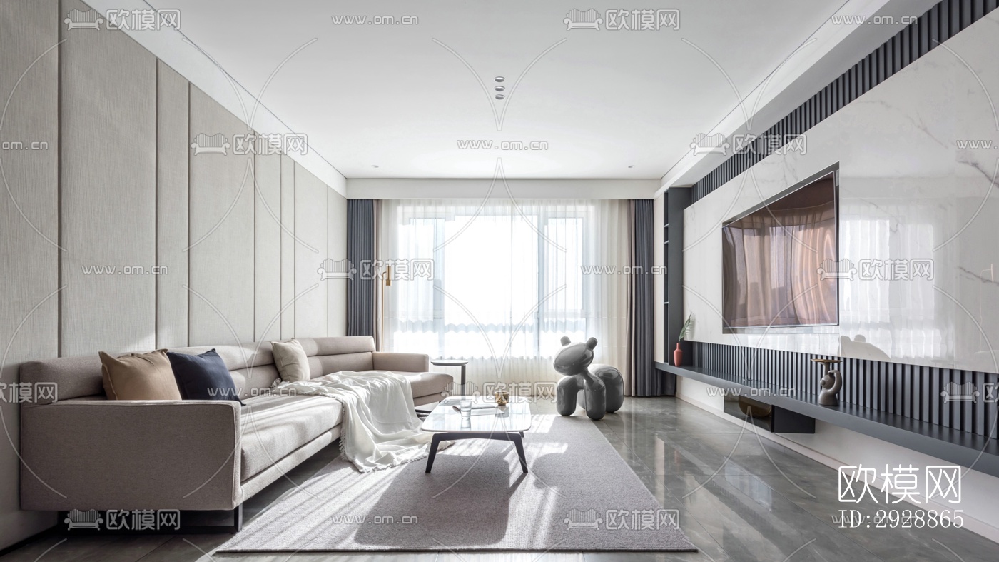 现代平层效果图下载（渲染图15）