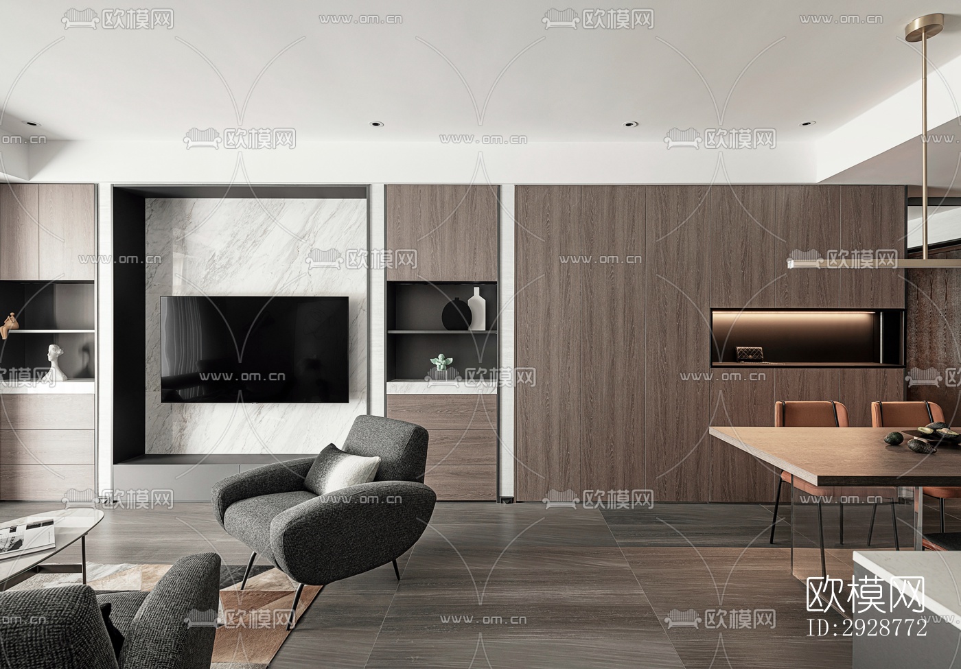 现代平层效果图下载（渲染图15）