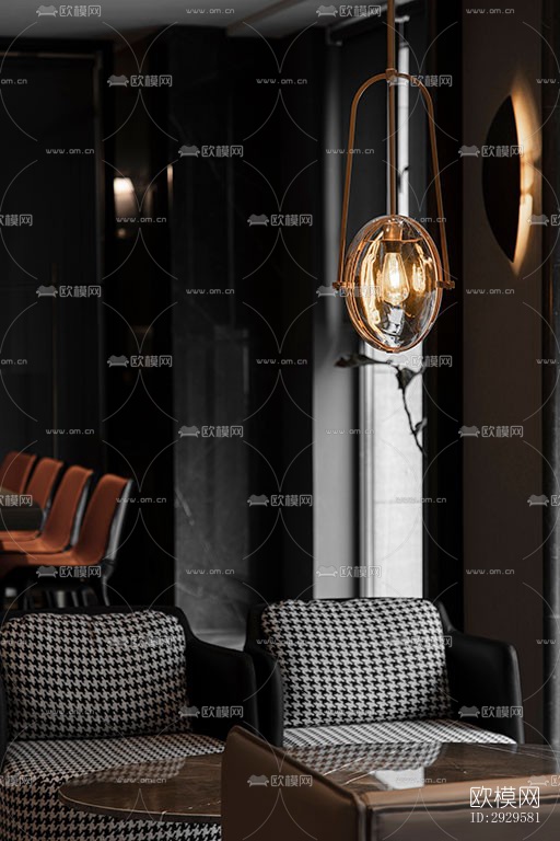 高级灰西餐厅效果图下载（渲染图8）