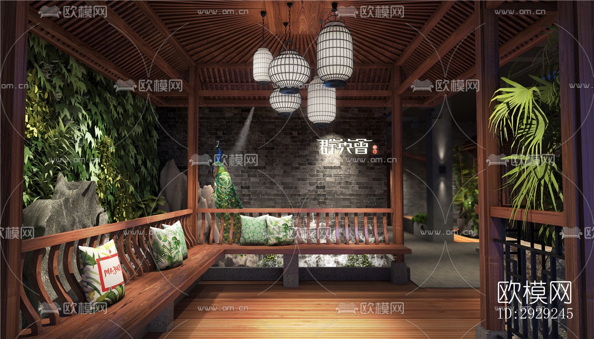 中式中餐厅效果图下载（渲染图13）