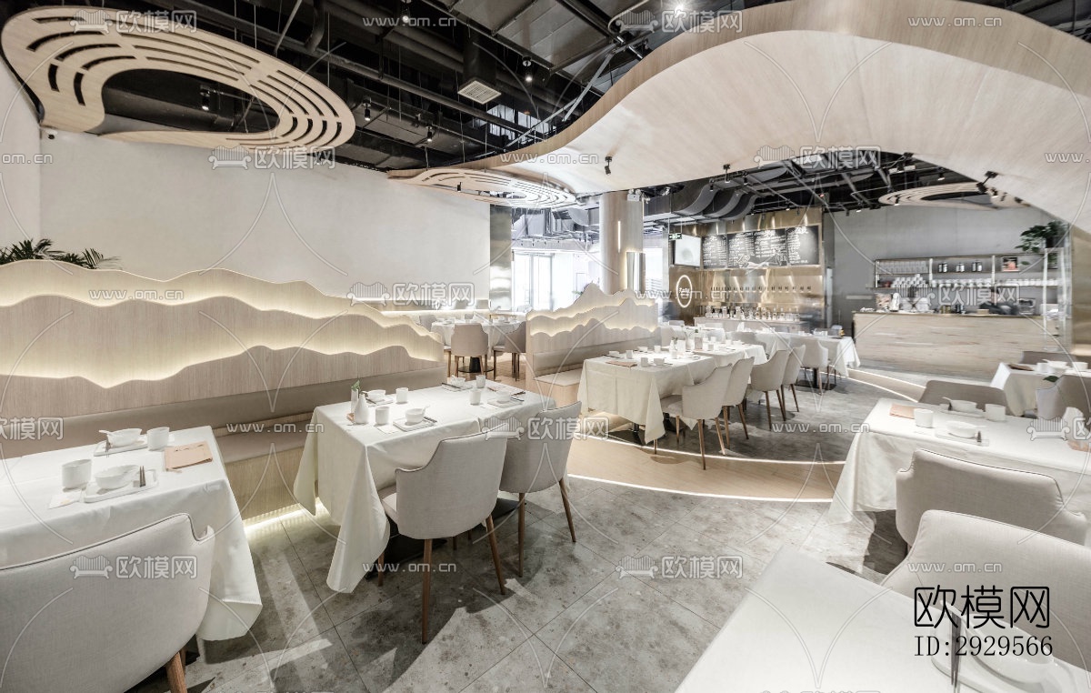 现代西餐厅效果图下载（渲染图5）