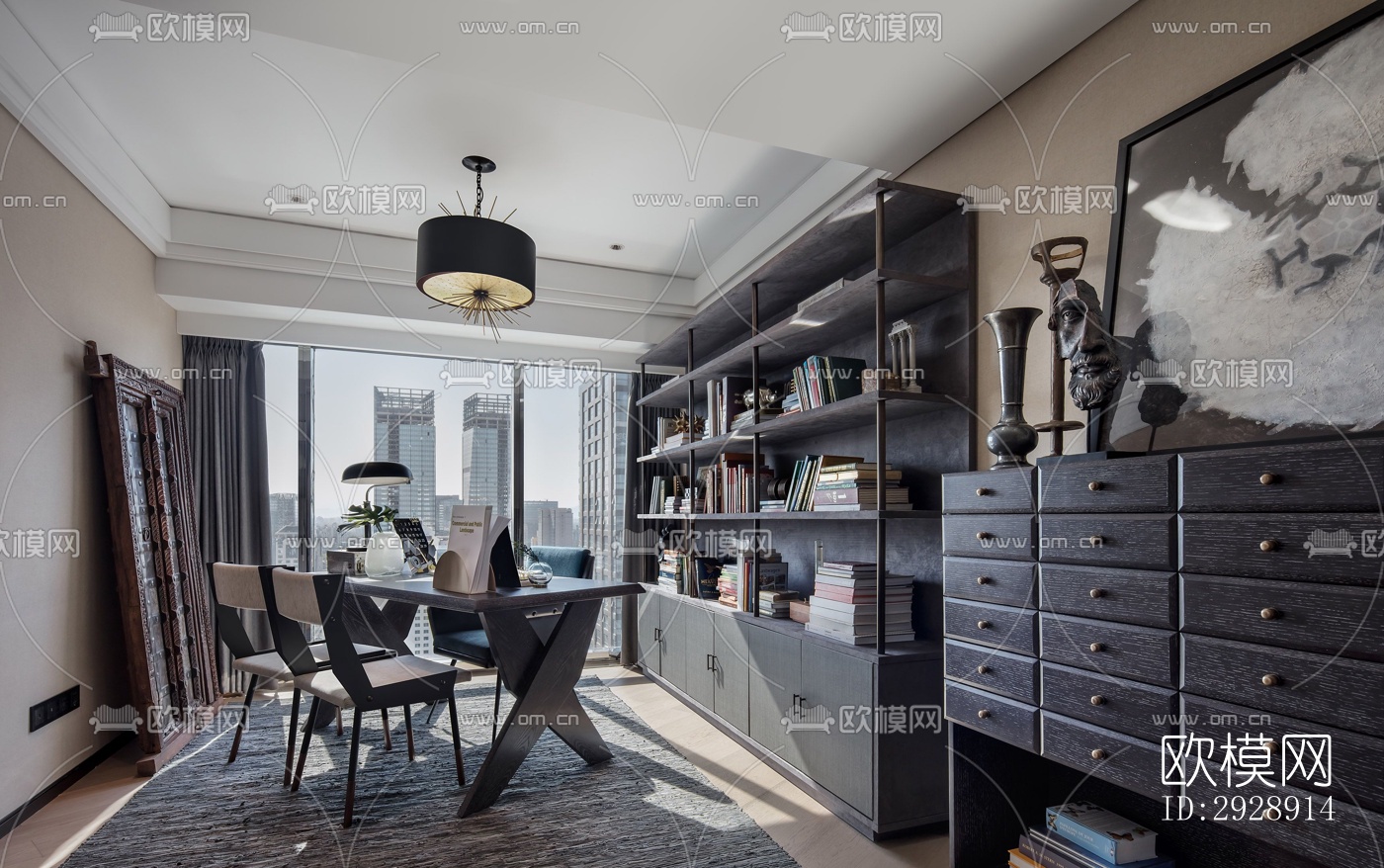 现代平层效果图下载（渲染图10）