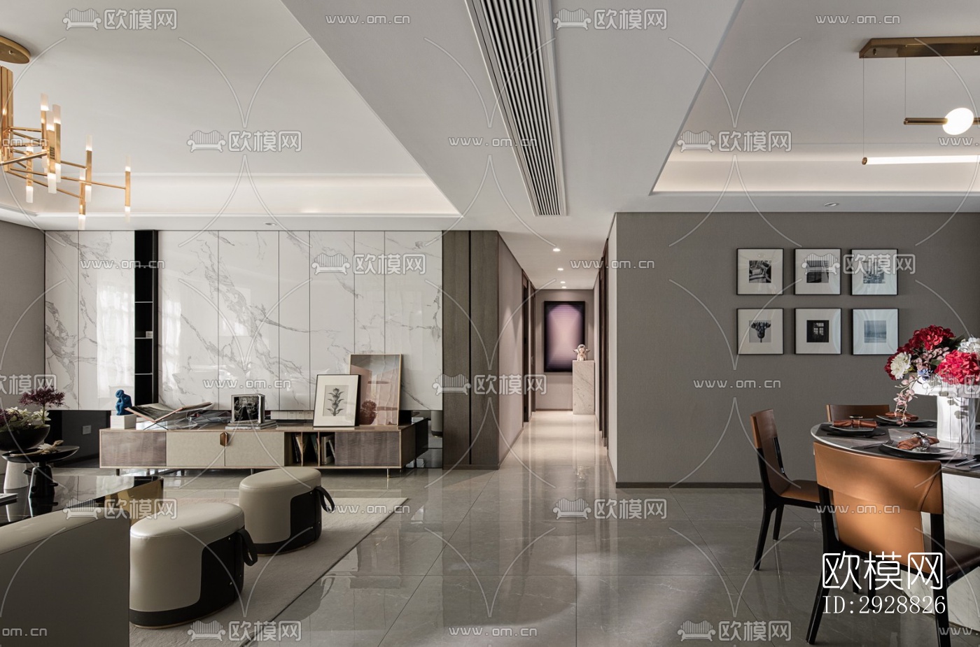 现代平层效果图下载（渲染图4）