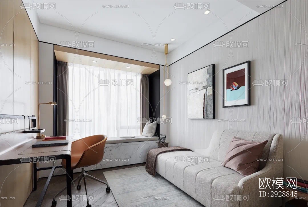 现代平层效果图下载（渲染图3）