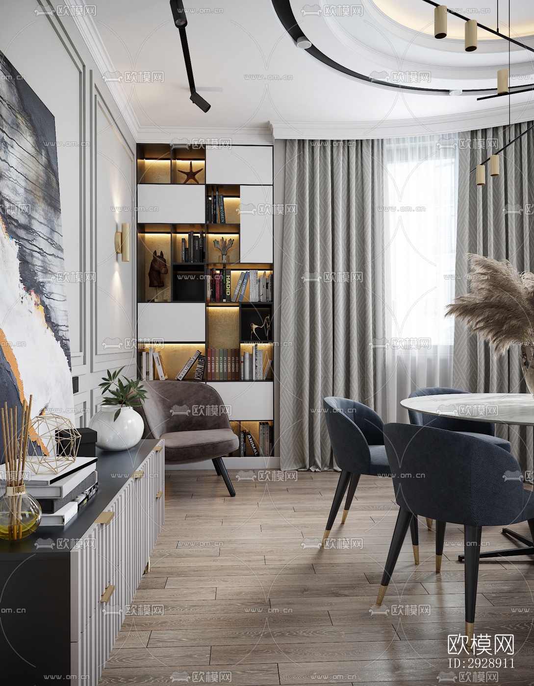 现代平层效果图下载（渲染图11）