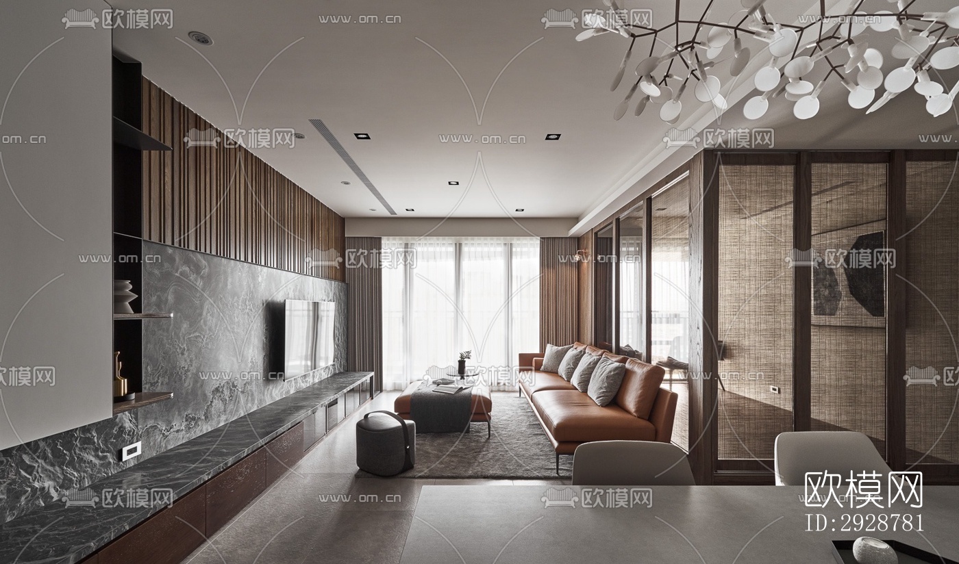 现代平层效果图下载（渲染图5）