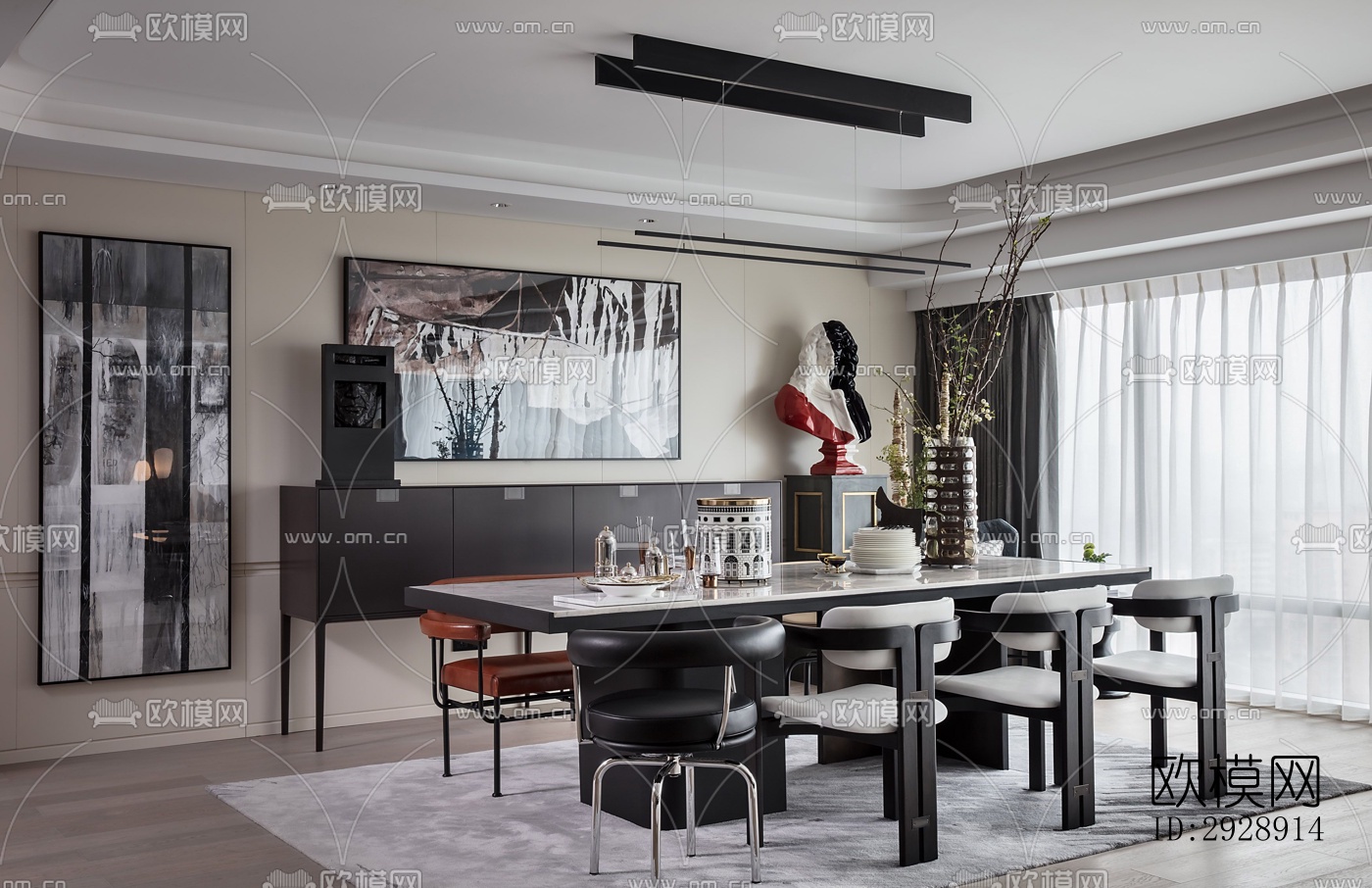 现代平层效果图下载（渲染图7）