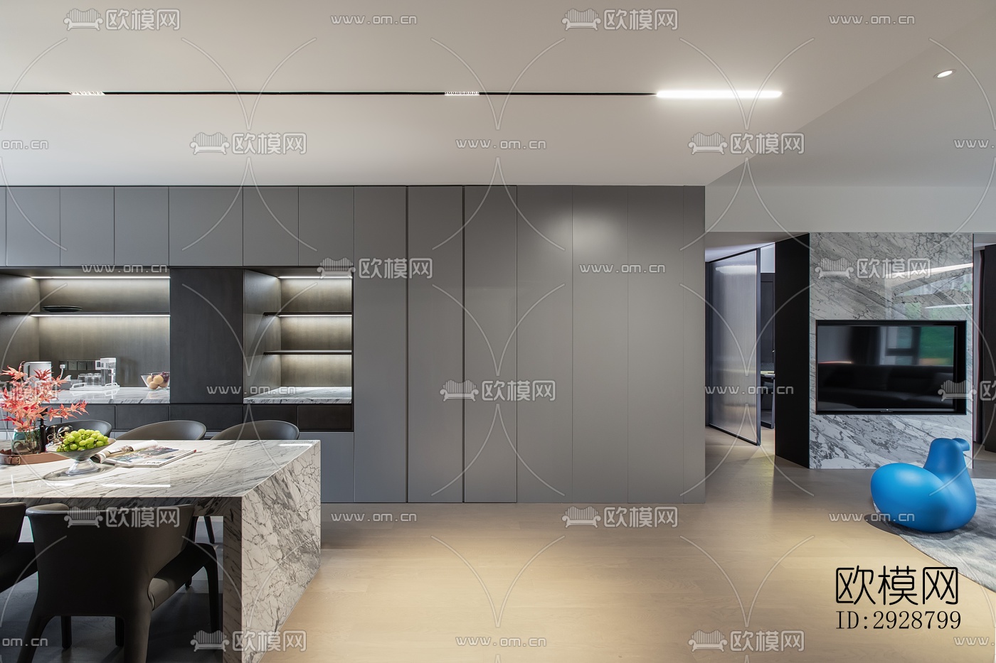 现代平层效果图下载（渲染图11）