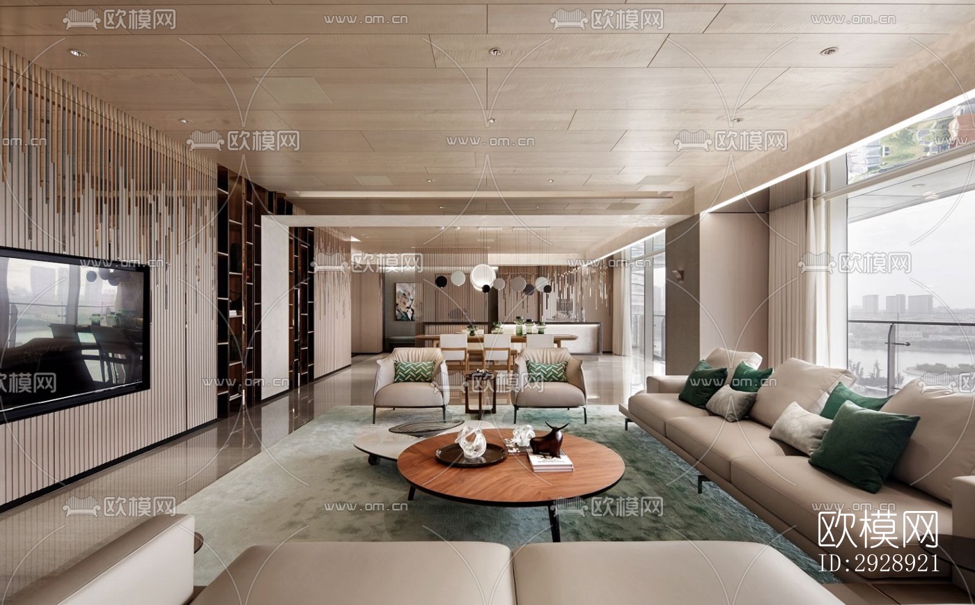 现代平层效果图下载（渲染图1）