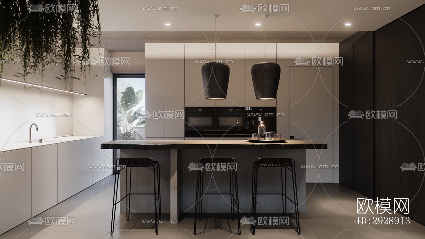 现代平层效果图下载（渲染图16）