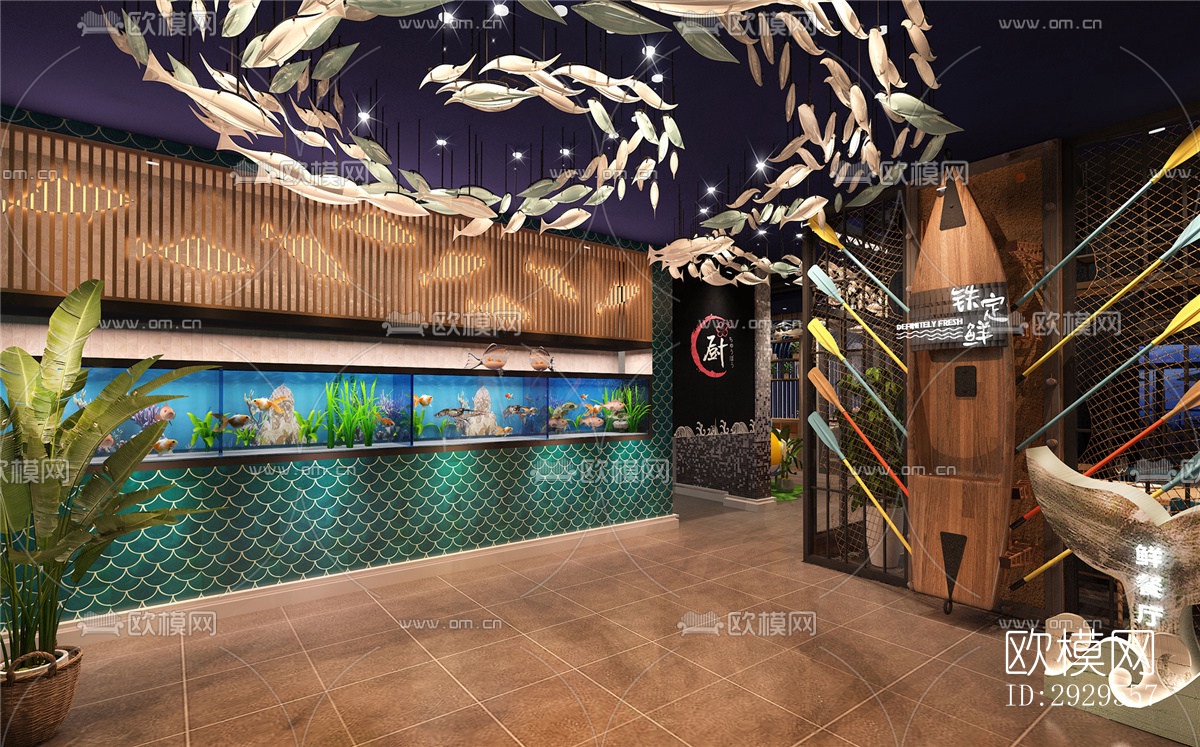 工业风西餐厅效果图下载（渲染图6）