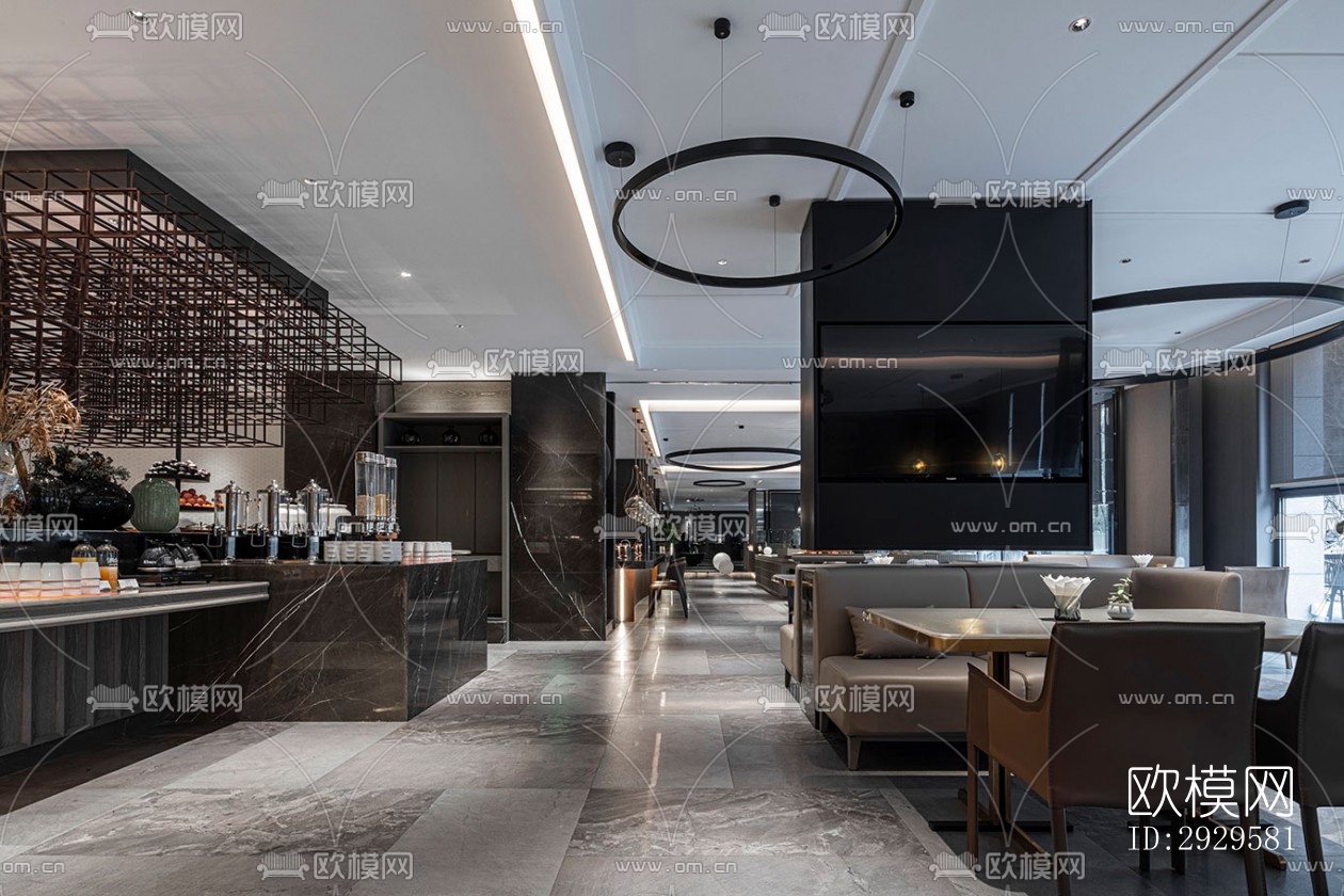 高级灰西餐厅效果图下载（渲染图4）