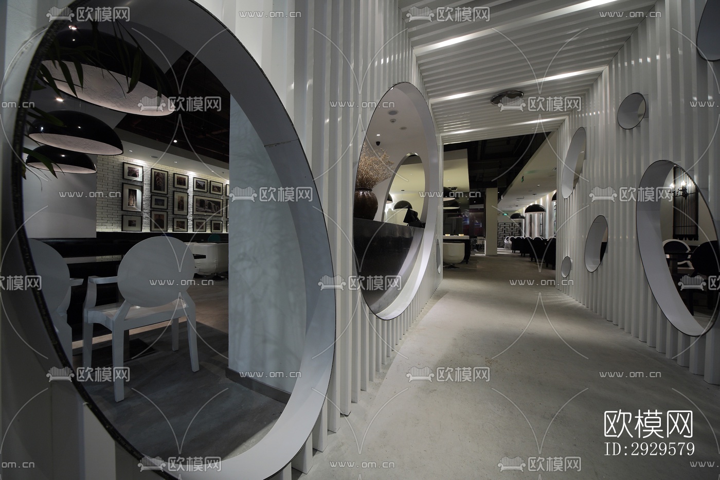 高级灰西餐厅效果图下载（渲染图1）