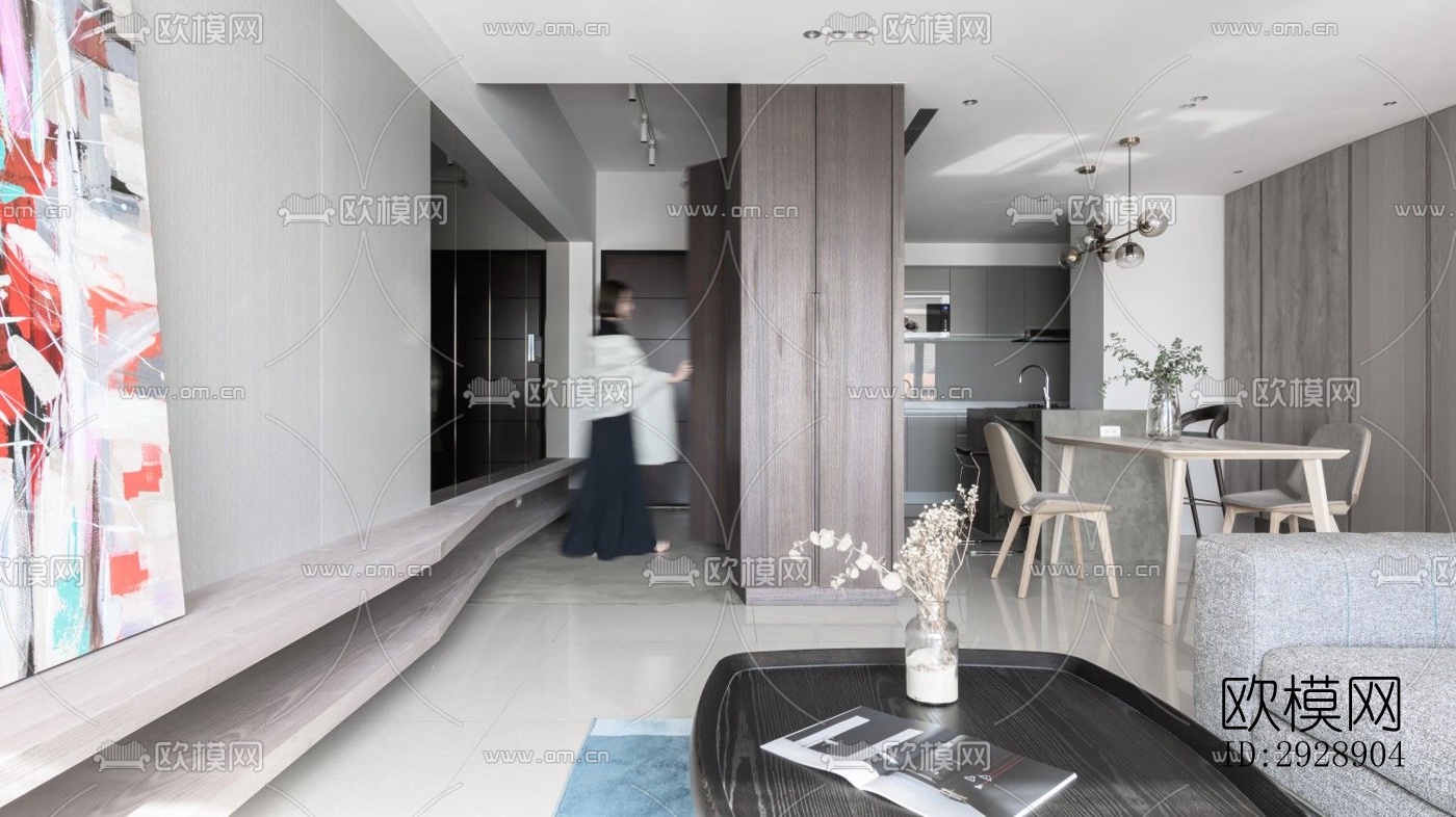 现代平层效果图下载（渲染图4）