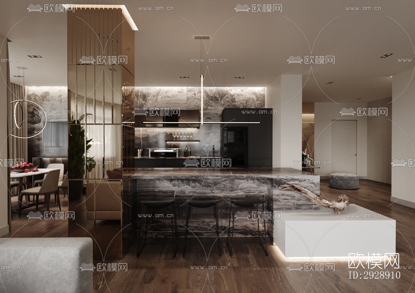 现代平层效果图下载（渲染图16）