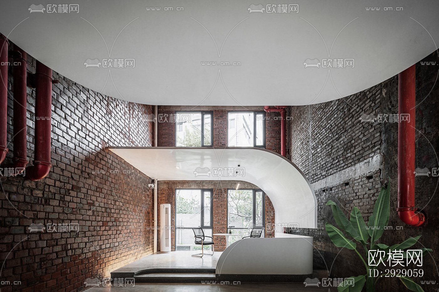 工业风办公区效果图下载（渲染图4）