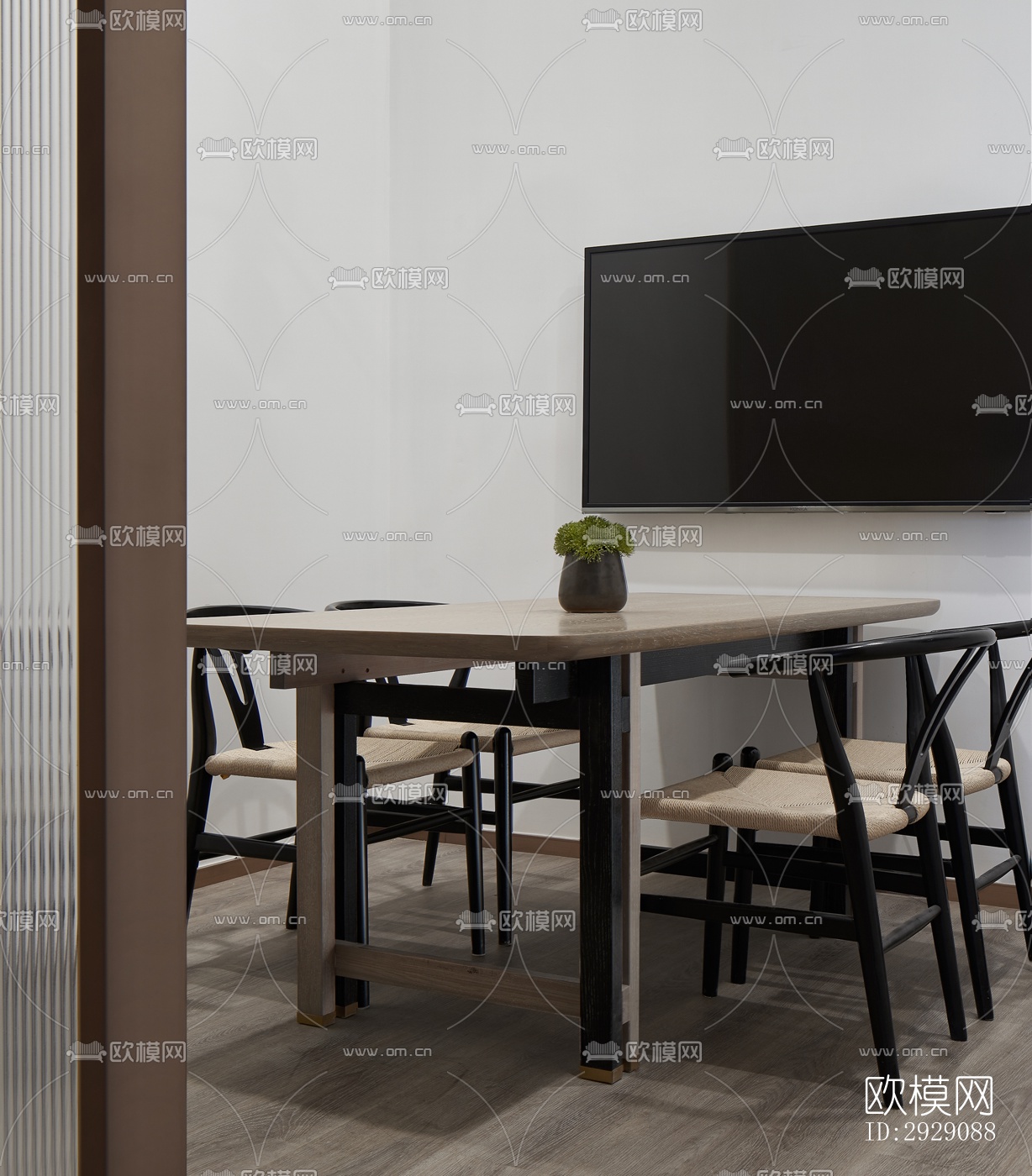 新中式办公区效果图下载（渲染图7）