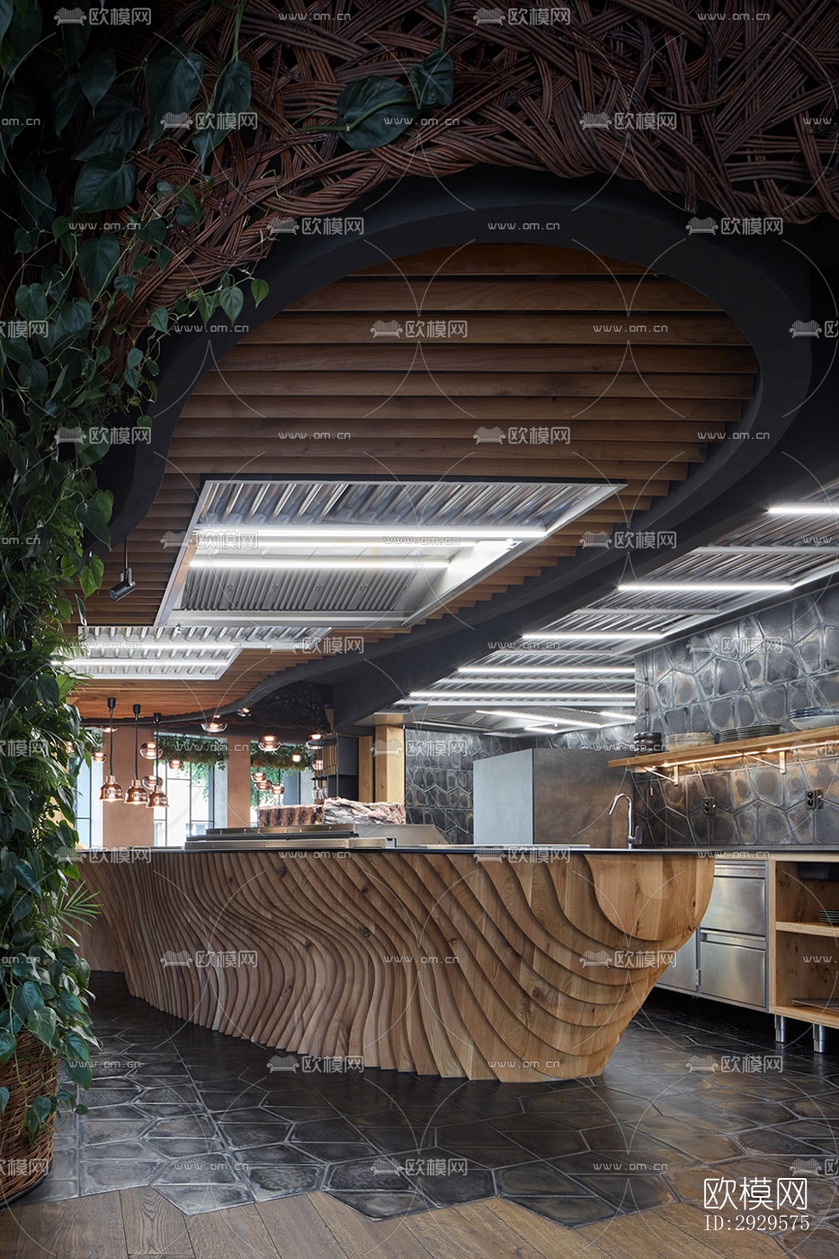 高级灰西餐厅效果图下载（渲染图11）