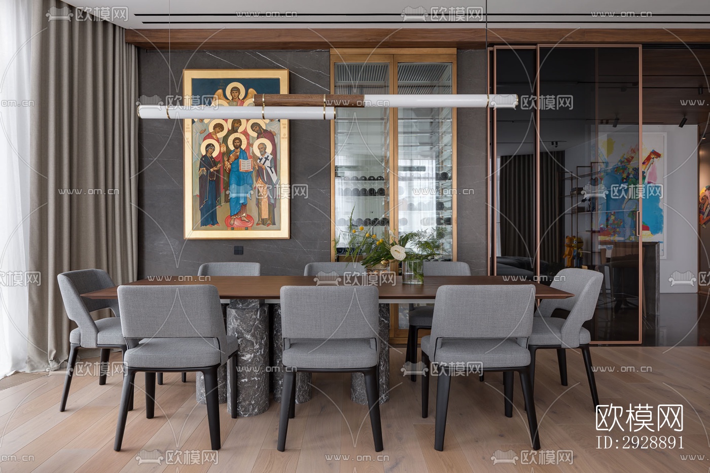 现代平层效果图下载（渲染图12）