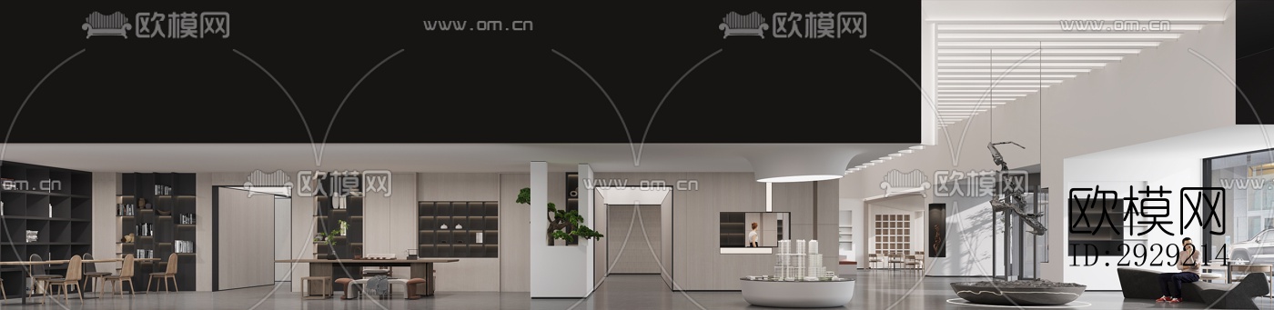 现代商务大堂效果图下载（渲染图1）
