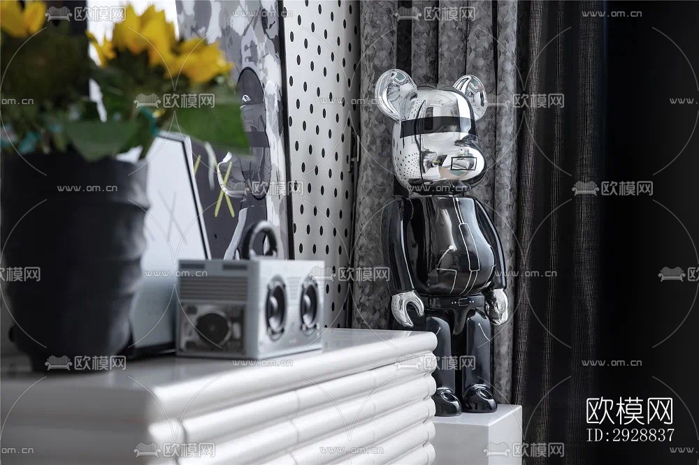 现代平层效果图下载（渲染图10）