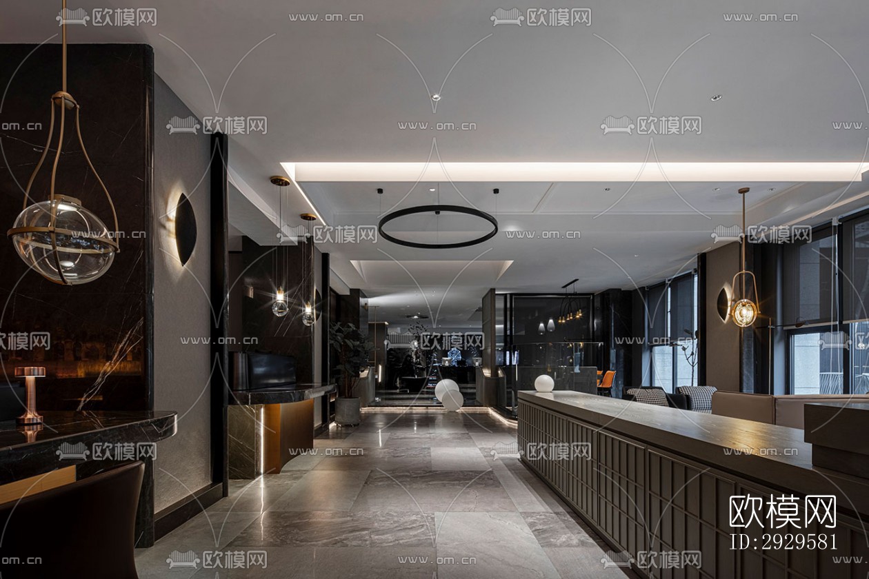 高级灰西餐厅效果图下载（渲染图2）