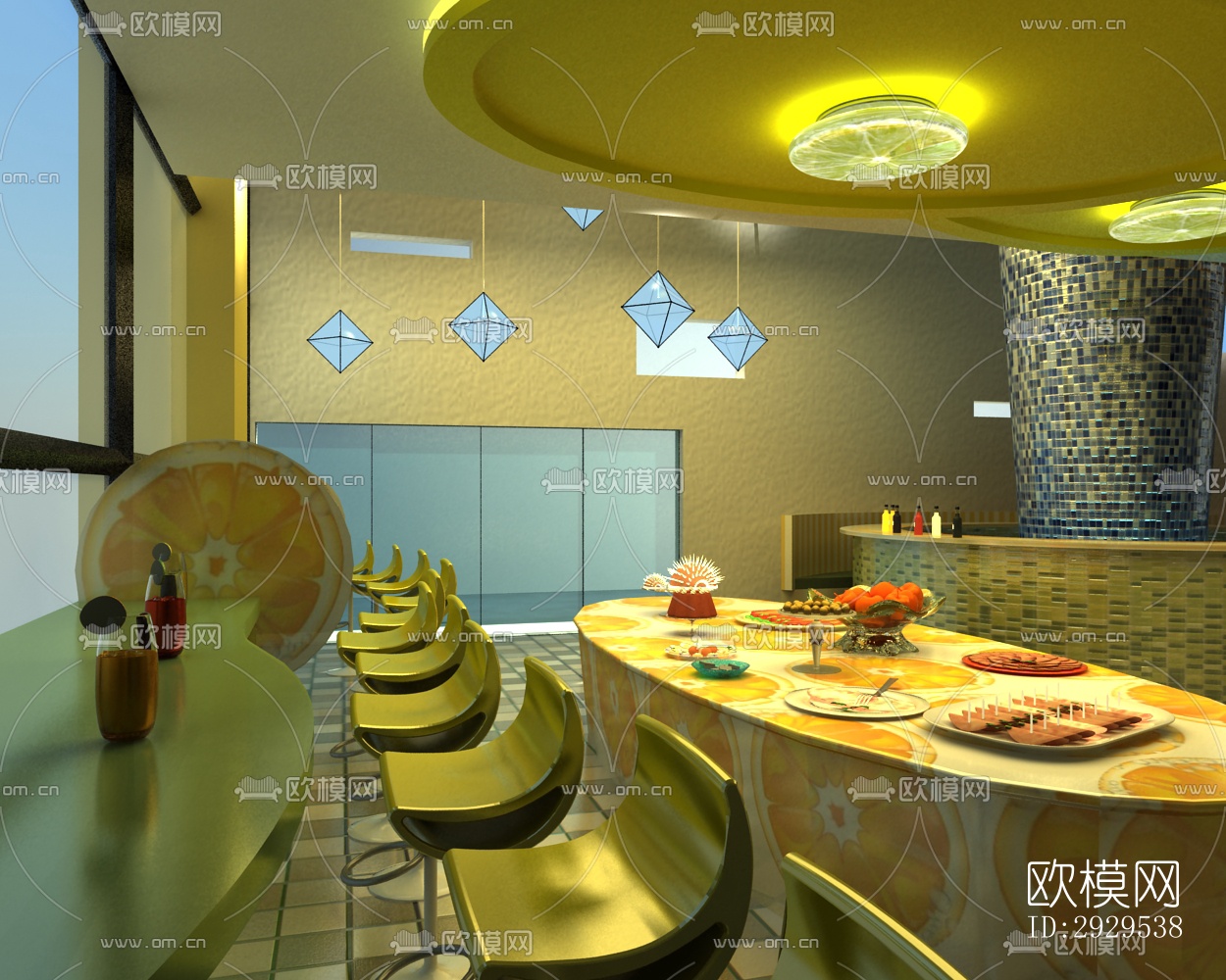 后现代西餐厅效果图下载（渲染图5）