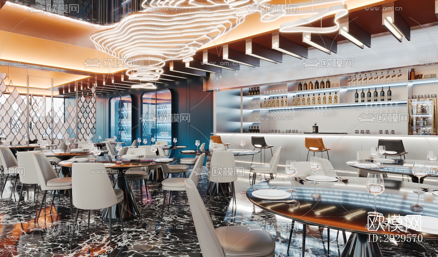 现代西餐厅效果图下载（渲染图12）