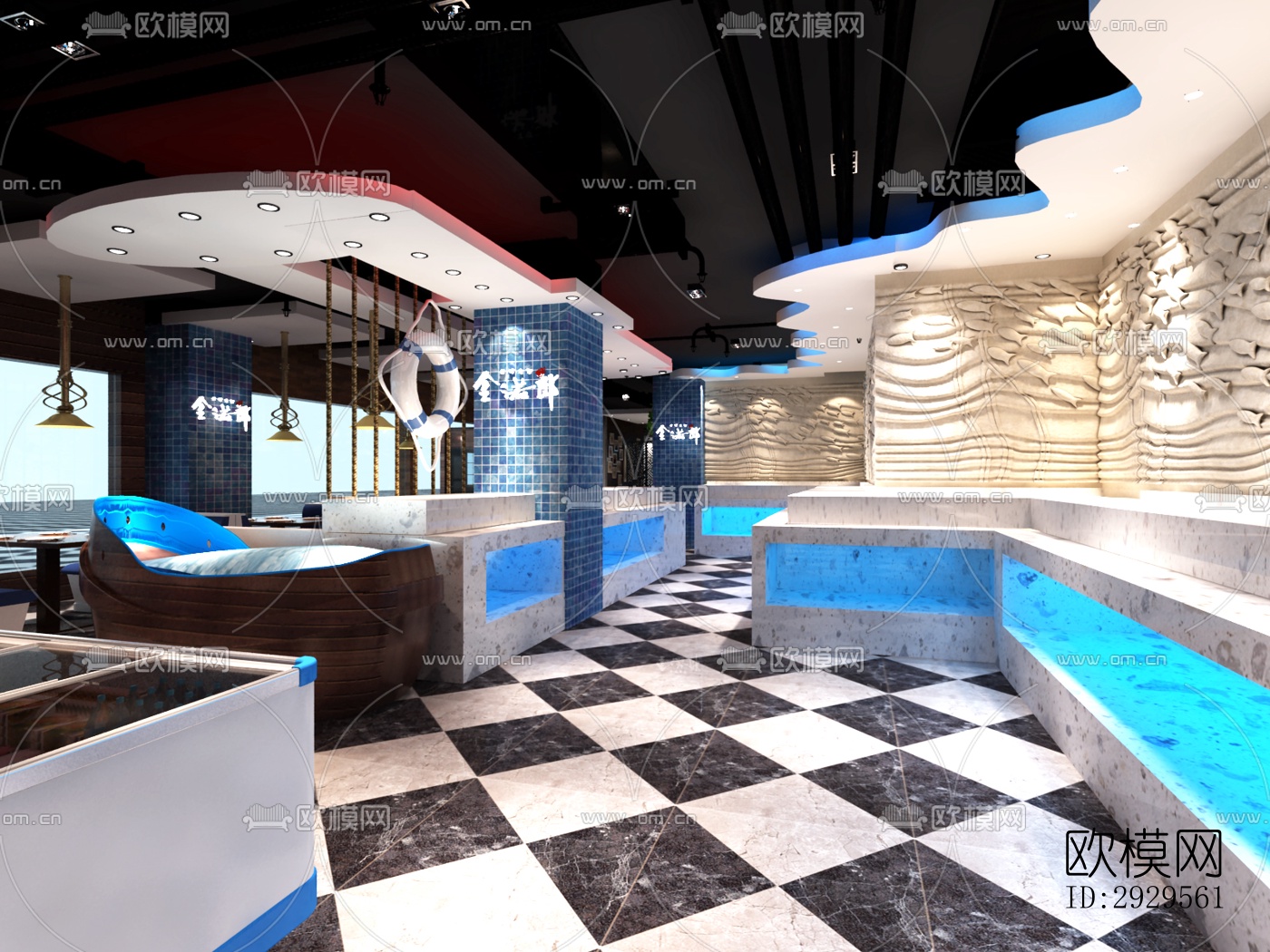 现代西餐厅效果图下载（渲染图10）