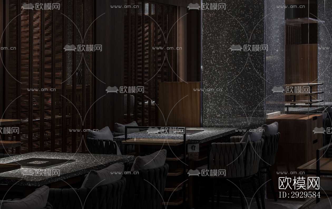 高级灰西餐厅效果图下载（渲染图5）